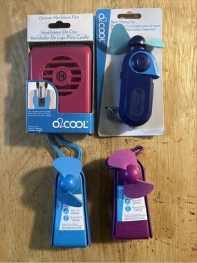 o2COOL Portable Mini Fans - Blue, Purple, Pink